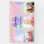 Banderoles Quinceanera rose violet parties scintillant blush (Vertical)