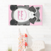 Banderoles Raccoon Baby shower rose (En situation)