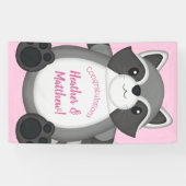 Banderoles Raccoon Baby shower rose (Horizontal)