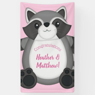 Banderoles Raccoon Baby shower rose