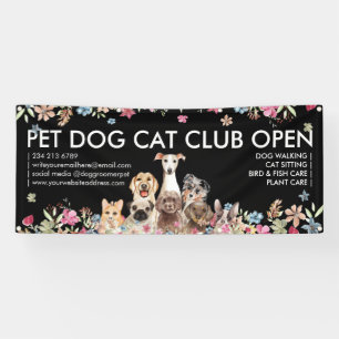 Banderoles Races de chiens Chiots mignons Floral