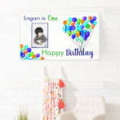 Banderoles Rainbow BALLOON Garçon 1er anniversaire Photo Blue (En situation)