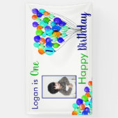 Banderoles Rainbow BALLOON Garçon 1er anniversaire Photo Blue (Vertical)