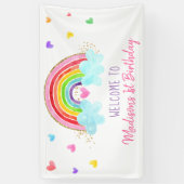 Banderoles Rainbow Cloud Hearts Or rose Anniversaire (Vertical)