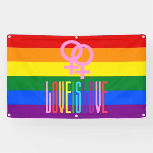 Banderoles Rainbow Flag Lesbian Pride L'amour LGBT (Horizontal)