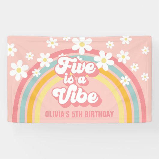 Banderoles Rainbow Retro Five est un Vibe Super 5e anniversai (Horizontal)