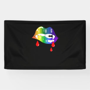 Banderoles Rainbow Vampire Lips Biting - T-shirt LGBT Pride