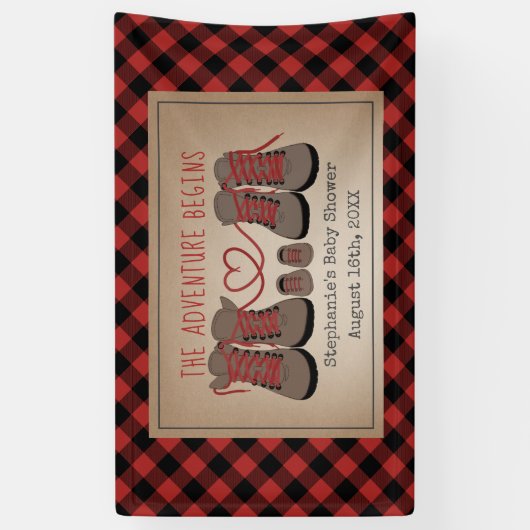 Banderoles Randonnées Boots Adventure Buffalo Plaid Baby show (Vertical)