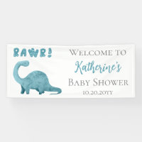 Rawr Turquoise Blue Dinosaur Baby shower garçon Bi