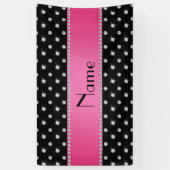 Banderoles Rayure rose nommée personnalisée de diamants noirs (Vertical)