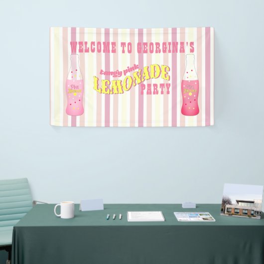 Banderoles Rayures, anniversaire rose de limonade (Salon professionnel)