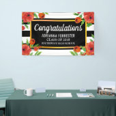 Banderoles Rayures blanches | noires florales rouges (Salon professionnel)