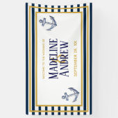 Banderoles Rayures nautiques de marine et mariage fait sur (Vertical)