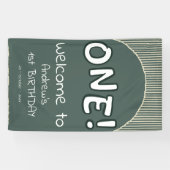 Banderoles Rayures Vert Foncé 1er Anniversaire (Horizontal)