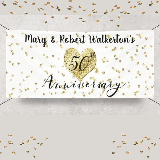 Banderoles Réception de mariage avec confettis dorés pour les