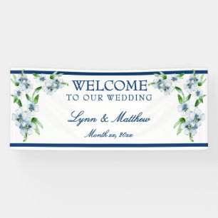Banderoles Réception de mariage élégante marine et blanche