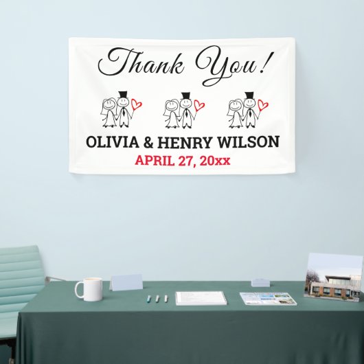Banderoles Réception de mariage Merci mignon Couple (Salon professionnel)