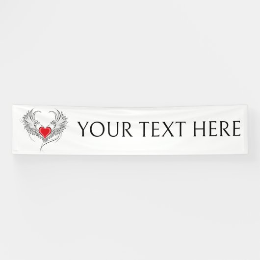 Banderoles Red Angel Coeur avec ailes (Horizontal)