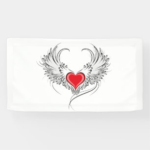Banderoles Red Angel Coeur avec ailes