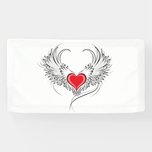 Banderoles Red Angel Coeur avec ailes (Horizontal)