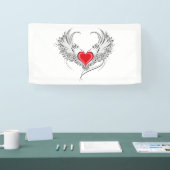 Banderoles Red Angel Coeur avec ailes (Salon professionnel)