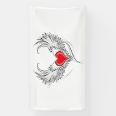 Banderoles Red Angel Coeur avec ailes (Verticale)