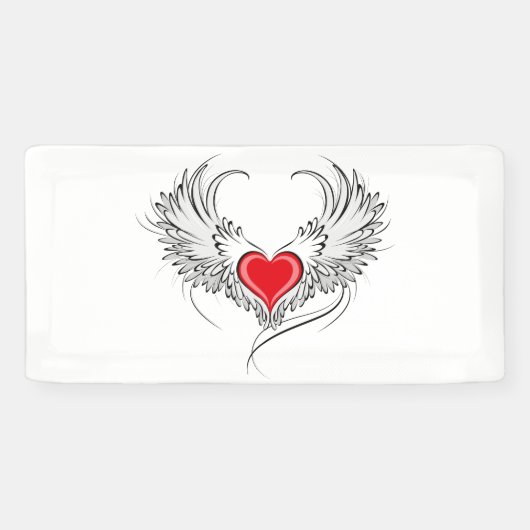 Banderoles Red Angel Coeur avec ailes (Horizontal)