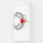 Banderoles Red Angel Coeur avec ailes (Verticale)