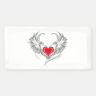 Banderoles Red Angel Coeur avec ailes