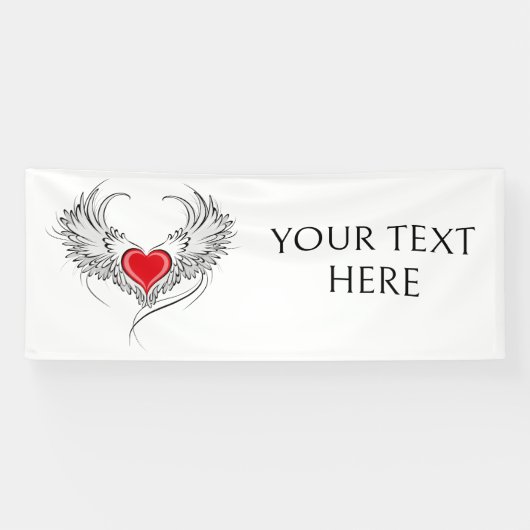 Banderoles Red Angel Coeur avec ailes (Horizontal)