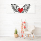Banderoles Red Angel Coeur avec ailes (En situation)
