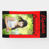 Banderoles Red & Black Congrats One Photo Graduation Party (Horizontal)