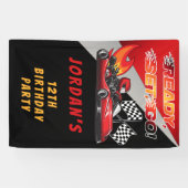 Banderoles Red | Black Go Kart Racing Anniversaire (Horizontal)