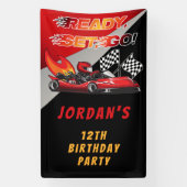 Banderoles Red | Black Go Kart Racing Anniversaire (Verticale)