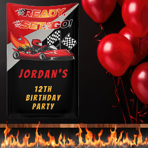 Banderoles Red   Black Go Kart Racing Anniversaire