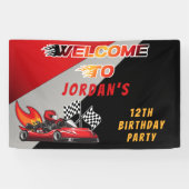Banderoles Red | Black Go Kart Racing Anniversaire Bienvenue (Horizontal)