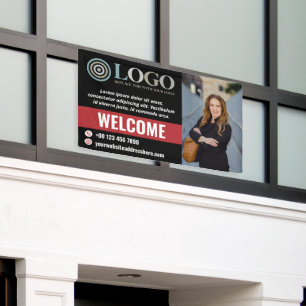 Banderoles Red Black Welcome Petite entreprise - Logo photo P