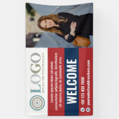 Banderoles Red Blue Welcome Petit Entreprise Logo photo (Vertical)