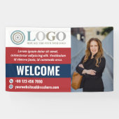 Banderoles Red Blue Welcome Petit Entreprise Logo photo (Horizontal)