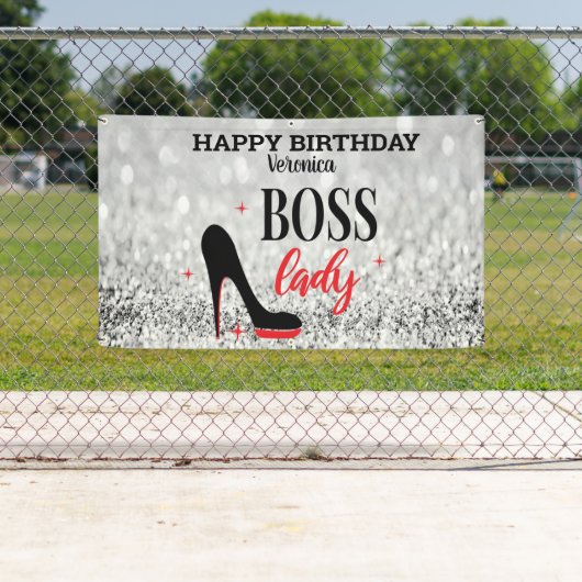 Banderoles Red Bottom Stiletto Heel Boss Lady Anniversaire (En situation)