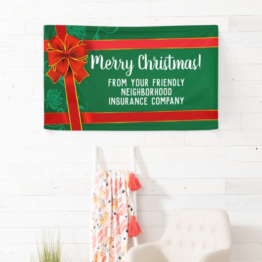 Banderoles Red Bow Green Custom Joyeux Noël Fête (En situation)