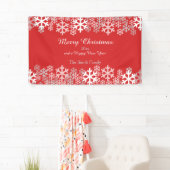 Banderoles Red Christmas Snowflakes Motif salutations (En situation)