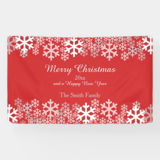 Banderoles Red Christmas Snowflakes Motif salutations (Horizontal)