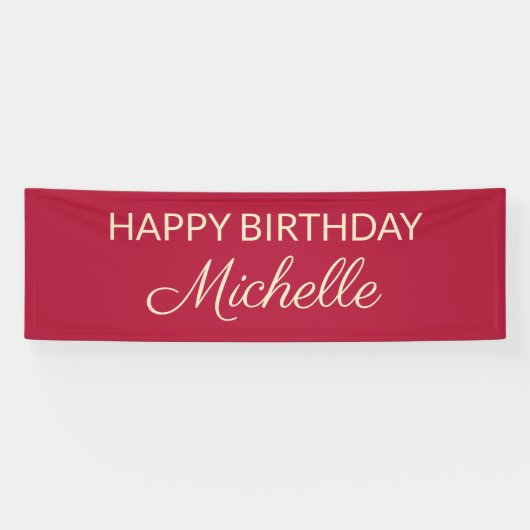 Banderoles Red Editable Color Joyeux Birthday Name Banner (Horizontal)