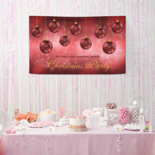 Banderoles Red Festible Baubles Sur Red Bokeh - Fête de Noël