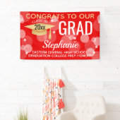 Banderoles Red Gold Modern Bubbles Félicitations Grad Grad Gr (En situation)