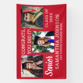 Banderoles Red Graduation 3 Photo Collage Félicats Senior (Verticale)