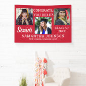 Banderoles Red Graduation 3 Photo Collage Félicats Senior (Insitu)