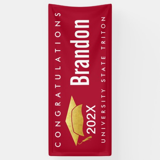 Banderoles Red Graduation Gold Casquette Moderne Gras Graphiq (Vertical)