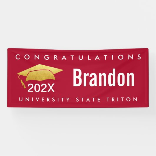 Banderoles Red Graduation Gold Casquette Moderne Gras Graphiq (Horizontal)